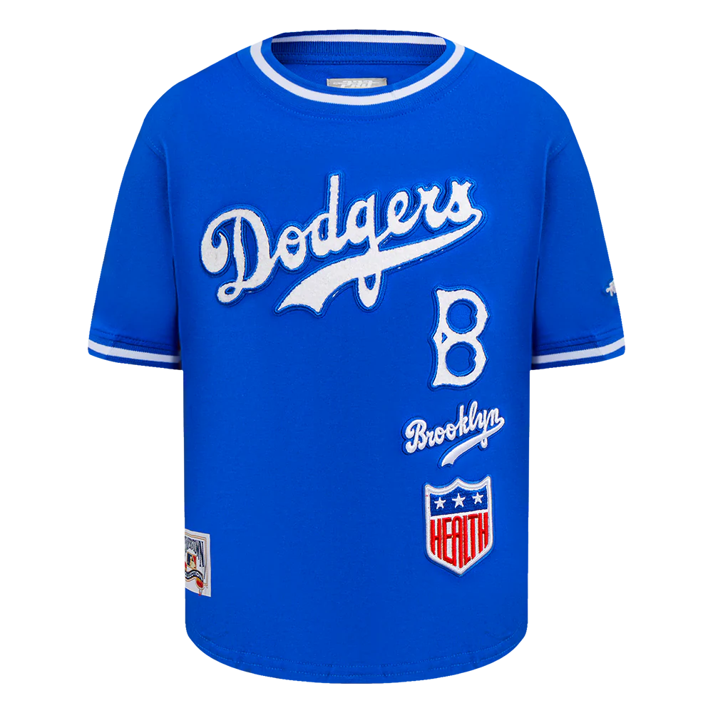 MLB BROOKLYN DODGERS RETRO CLASSIC TODDLER BOYS SHORT SLEEVE STRIPED RIB TEE (ROYAL BLUE)