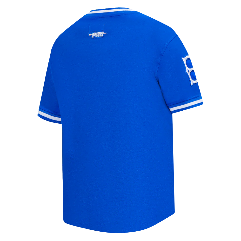 MLB BROOKLYN DODGERS RETRO CLASSIC TODDLER BOYS SHORT SLEEVE STRIPED RIB TEE (ROYAL BLUE) - Image 4