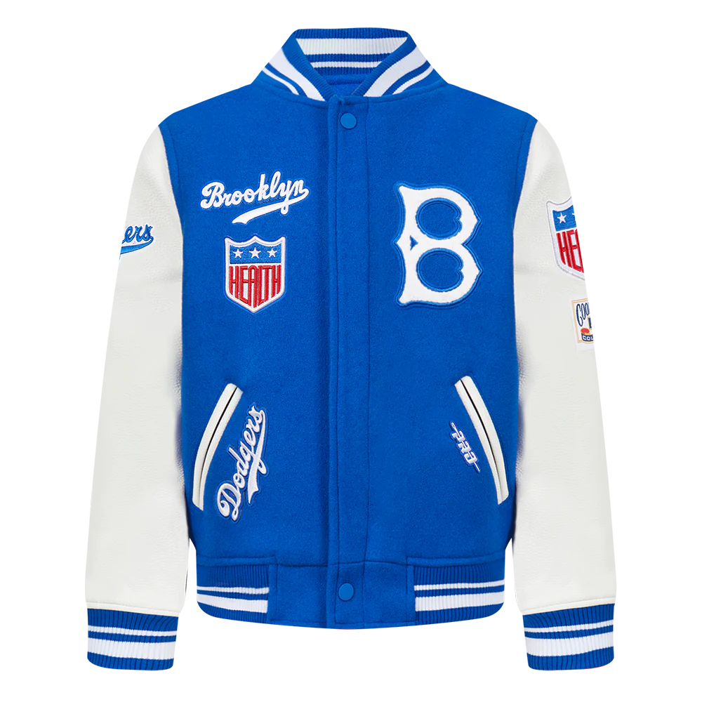MLB BROOKLYN DODGERS RETRO CLASSIC TODDLER BOYS RIB WOOL VARSITY JACKET (ROYAL BLUE/WHITE)