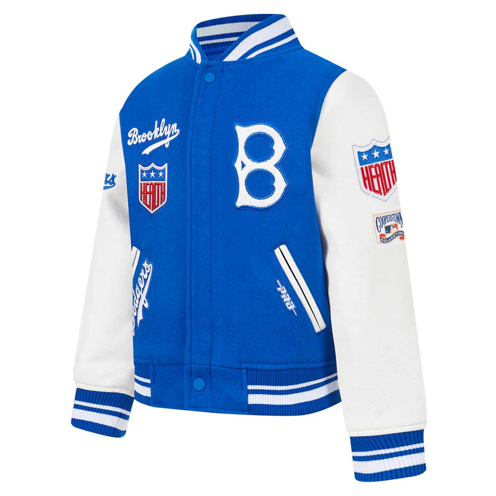 MLB BROOKLYN DODGERS RETRO CLASSIC TODDLER BOYS RIB WOOL VARSITY JACKET (ROYAL BLUE/WHITE) - Image 2