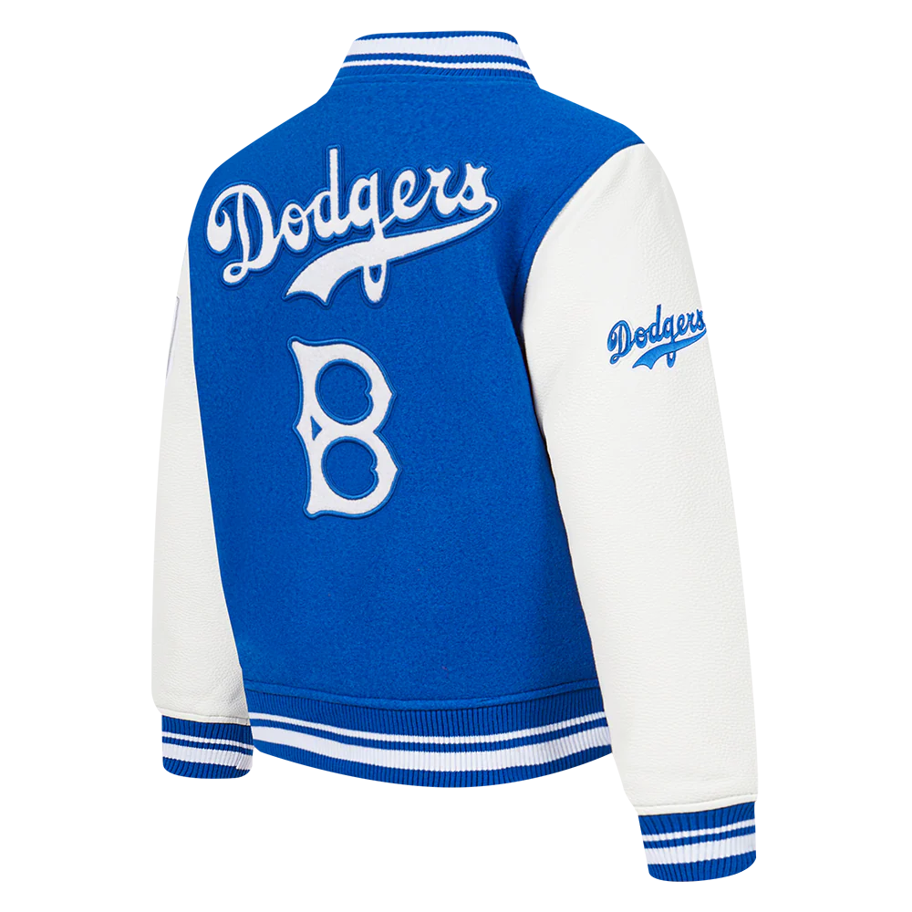MLB BROOKLYN DODGERS RETRO CLASSIC TODDLER BOYS RIB WOOL VARSITY JACKET (ROYAL BLUE/WHITE) - Image 4