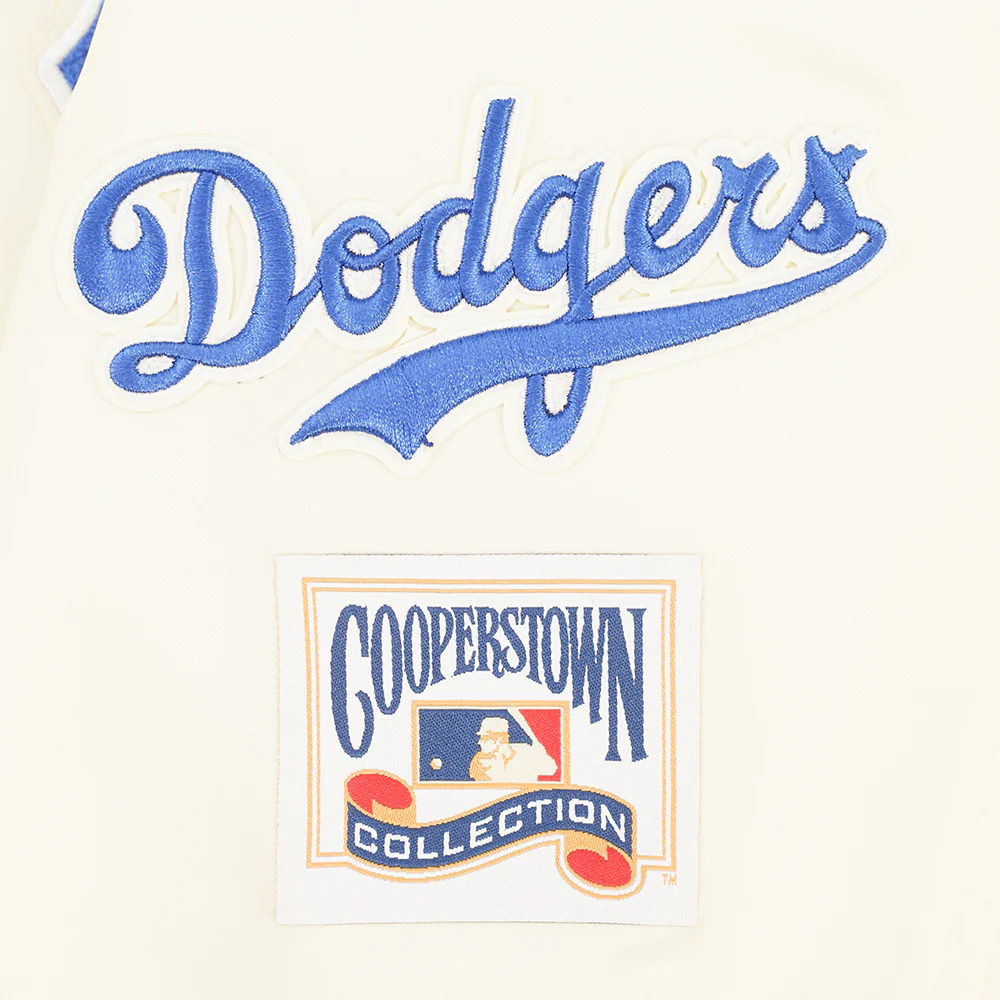 MLB BROOKLYN DODGERS RETRO CLASSICS WOMEN'S SATIN JACKET (EGGSHELL/ROYAL BLUE) - Image 7