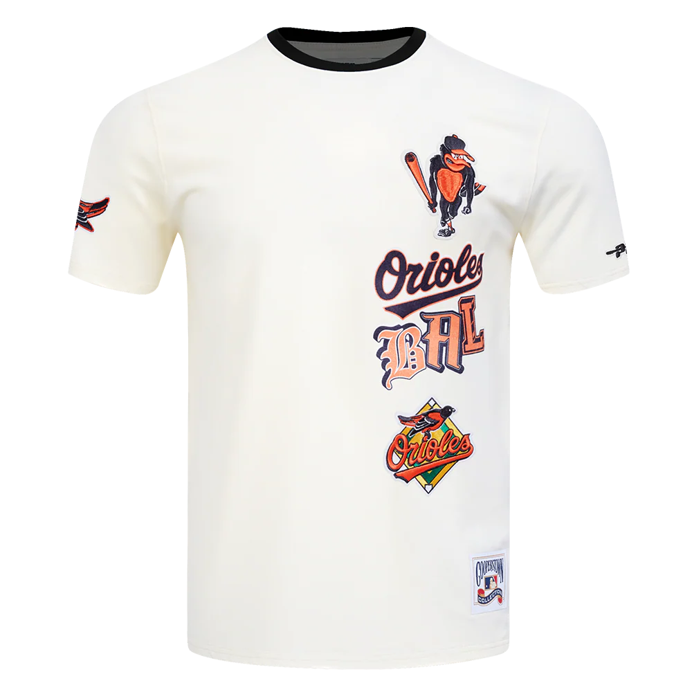 MLB BALTIMORE ORIOLES RETRO CASCADE MEN'S RINGER TOP (EGGSHELL/ BLACK)
