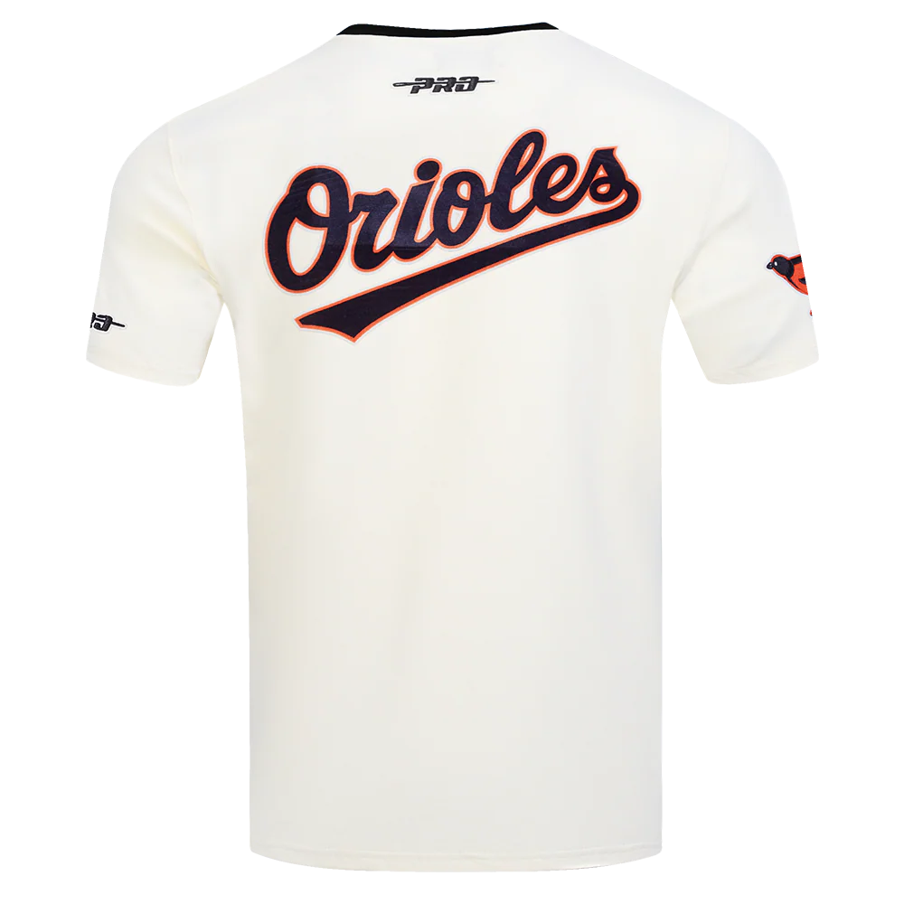 MLB BALTIMORE ORIOLES RETRO CASCADE MEN'S RINGER TOP (EGGSHELL/ BLACK) - Image 3