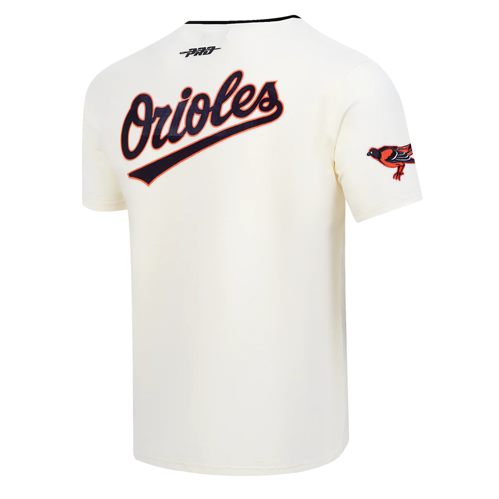 MLB BALTIMORE ORIOLES RETRO CASCADE MEN'S RINGER TOP (EGGSHELL/ BLACK) - Image 4