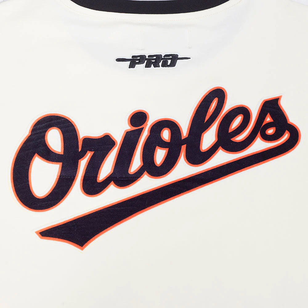 MLB BALTIMORE ORIOLES RETRO CASCADE MEN'S RINGER TOP (EGGSHELL/ BLACK) - Image 5