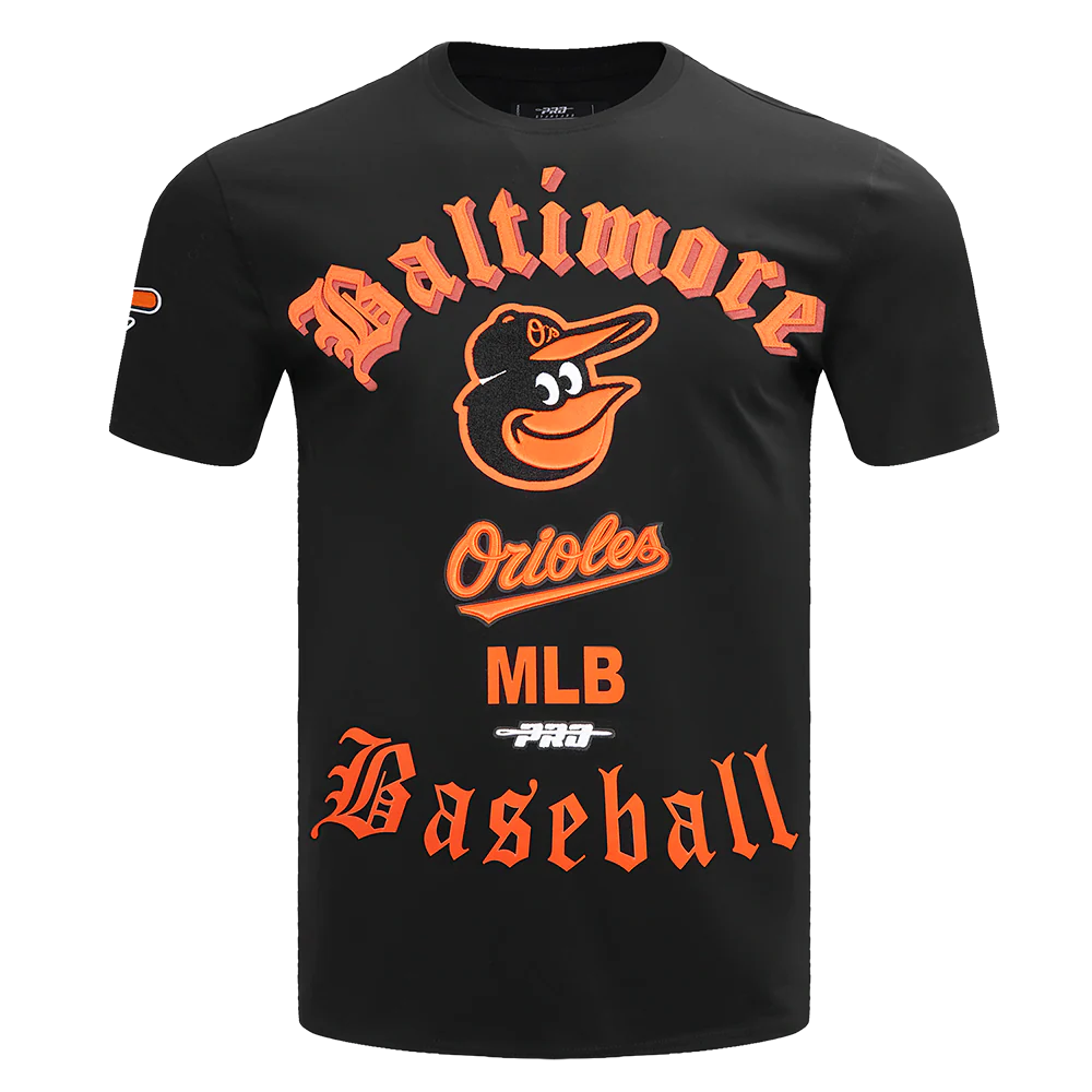 MLB BALTIMORE ORIOLES OLD ENGLISH MEN'S TOP (BLACK)