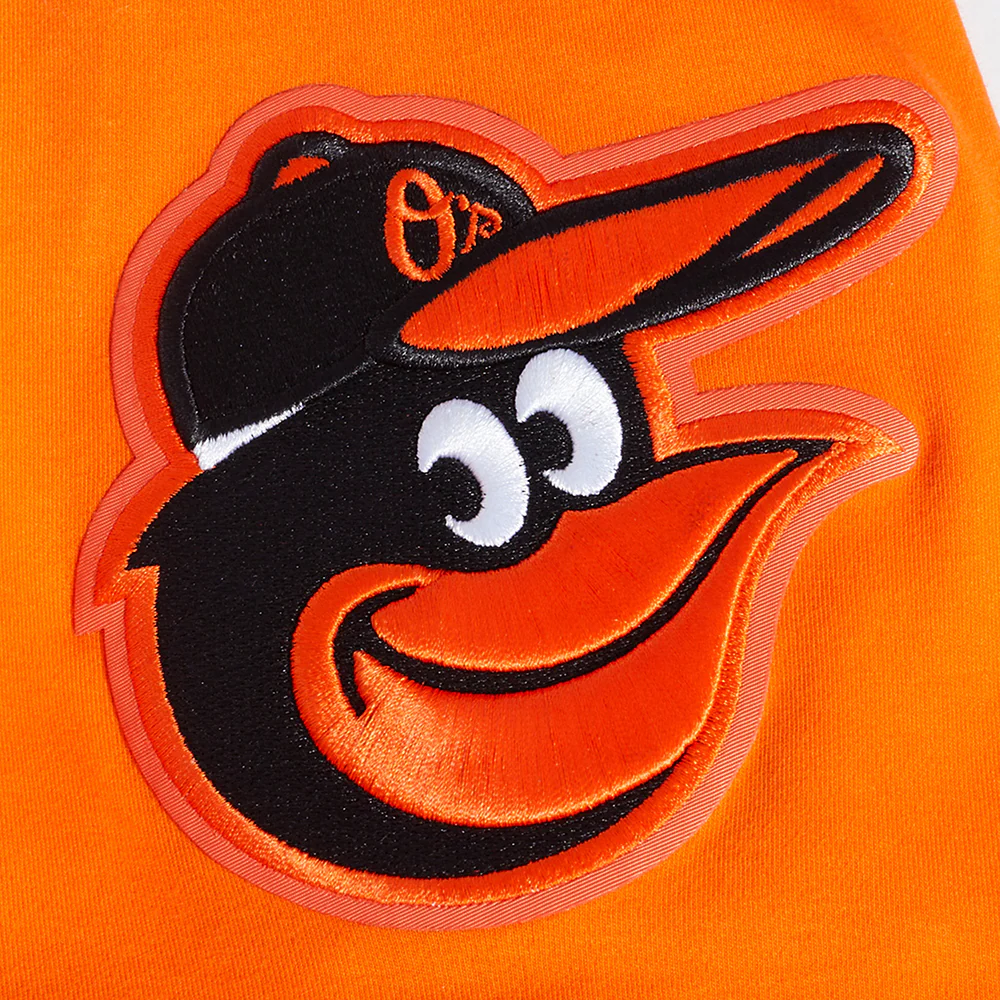 MLB BALTIMORE ORIOLES CLASSIC CHENILLE MEN'S DOUBLE KNIT SHORT SLEEVE PULLOVER HOODIE (ORANGE/BLACK) - Image 6