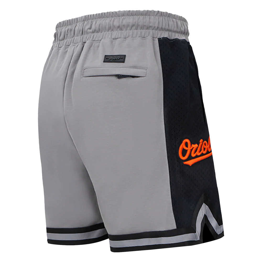 MLB BALTIMORE ORIOLES SCRIPT TAIL MEN'S DOUBLE KNIT 2.0 SHORT (GRAY/BLACK) - Image 4