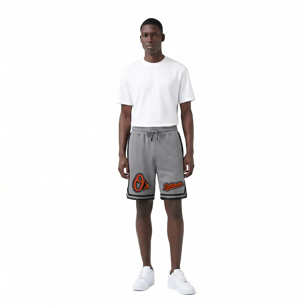 MLB BALTIMEN'SORE ORIOLES DIY PICK STITCH MEN'S DOUBLE KNIT 2.0 SHORT (GRAY/BLACK) - Image 3