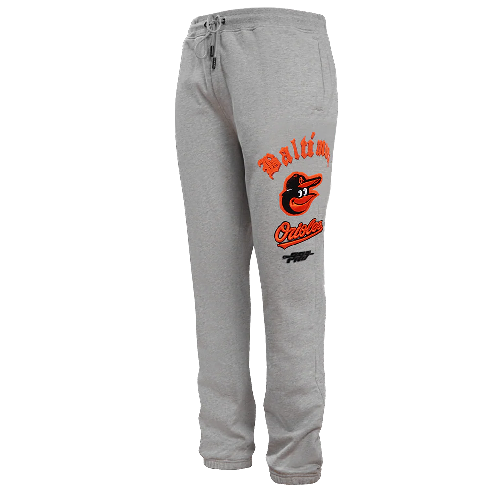MLB BALTIMORE ORIOLES OLD ENGLISH MEN'S SWEATPANT (HEATHER GREY)