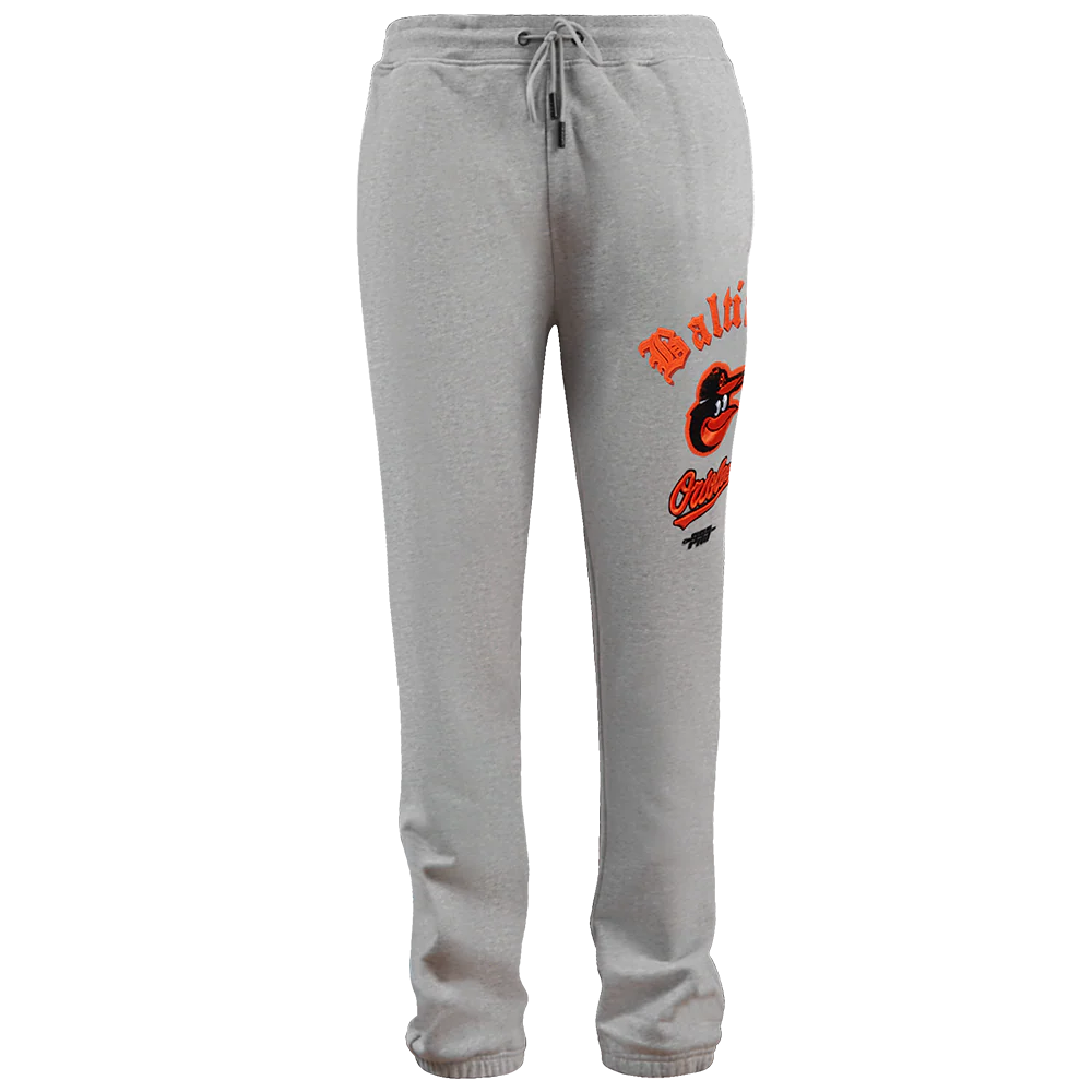 MLB BALTIMORE ORIOLES OLD ENGLISH MEN'S SWEATPANT (HEATHER GREY) - Image 2