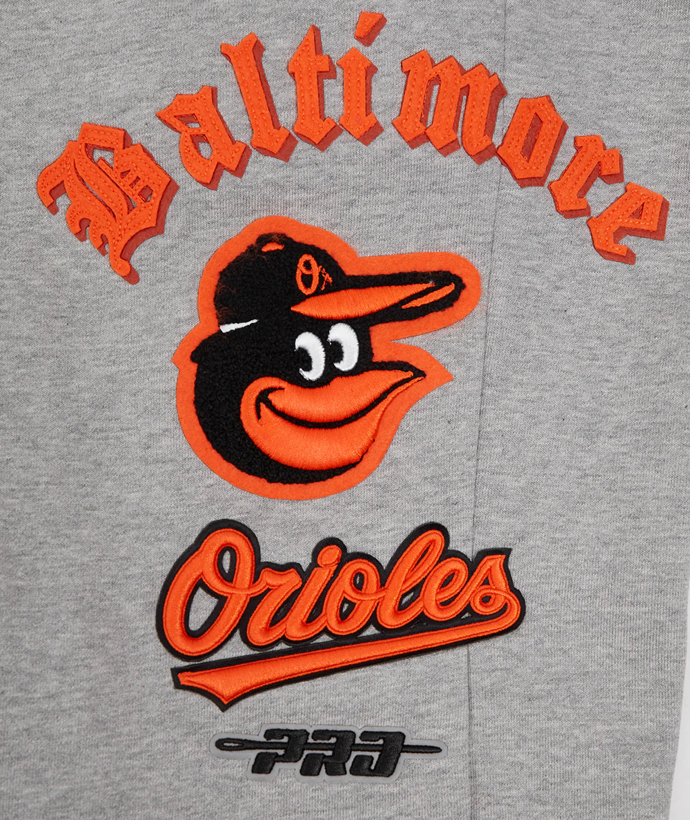 MLB BALTIMORE ORIOLES OLD ENGLISH MEN'S SWEATPANT (HEATHER GREY) - Image 5