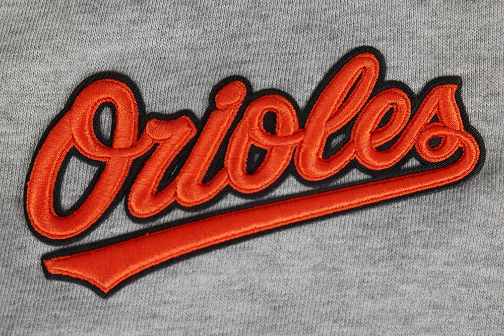 MLB BALTIMORE ORIOLES SCRIPT TAIL MEN'S RIB FLEECE PULLOVER HOODIE (HEATHER GRAY/BLACK) - Image 6
