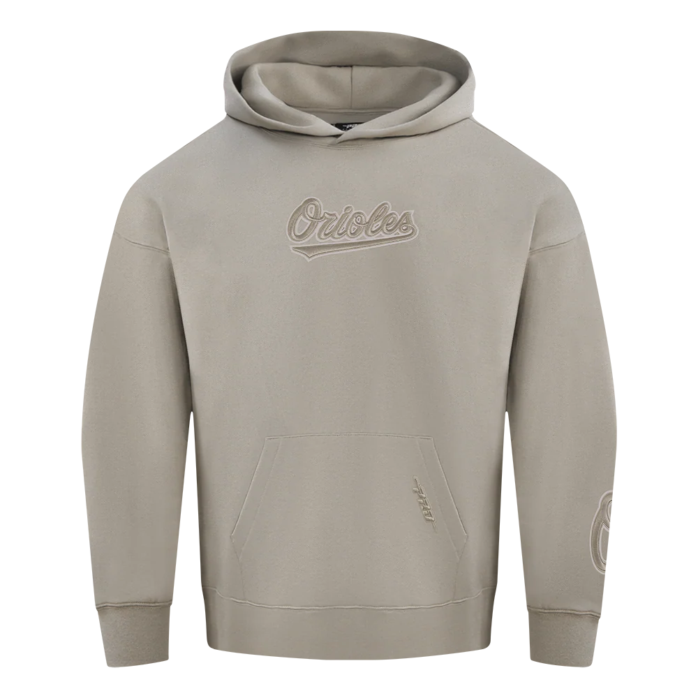 MLB BALTIMORE ORIOLES WINGSPAN MEN'S DROP SHOULDER FLEECE PULLOVER HOODIE (TAUPE) - Image 3