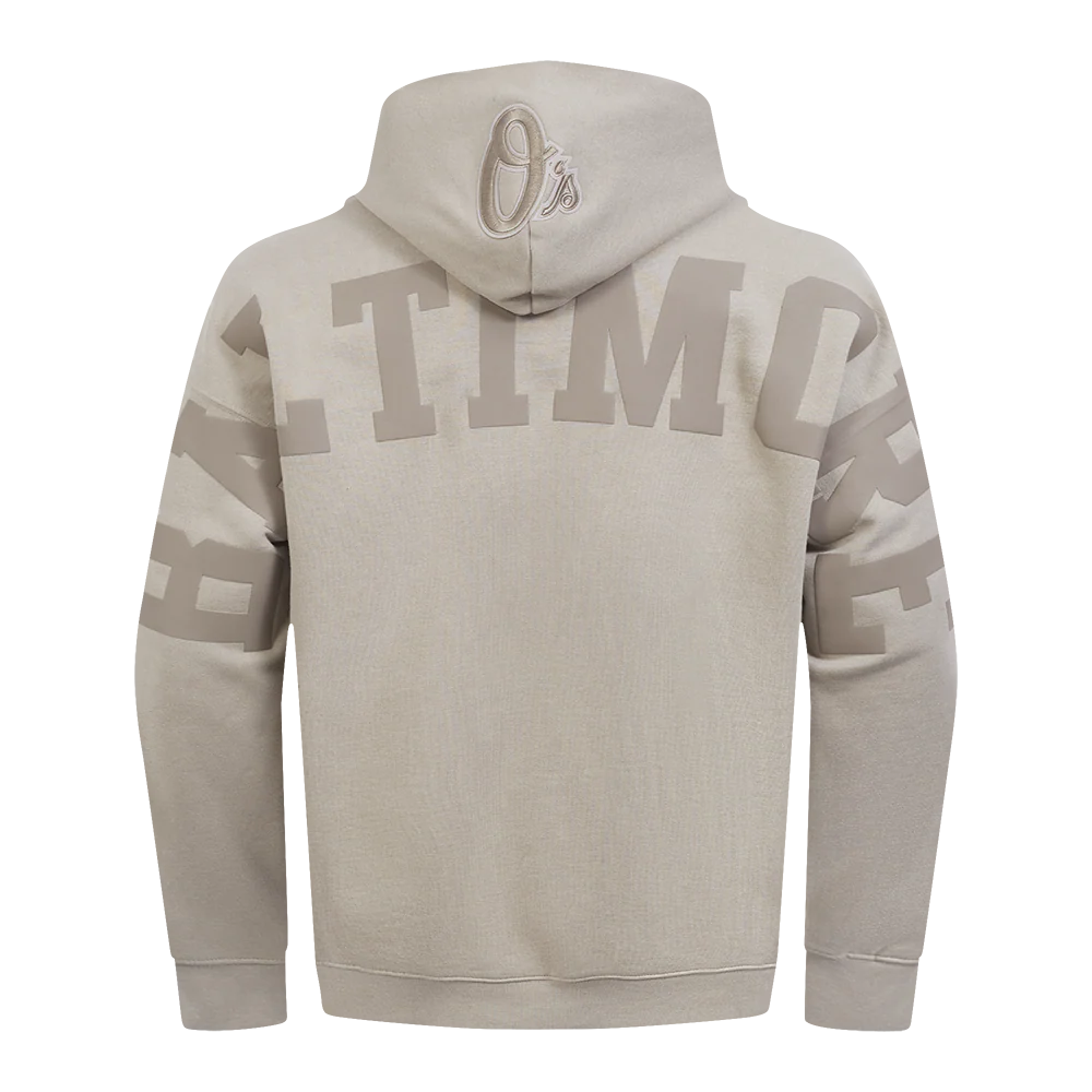 MLB BALTIMORE ORIOLES WINGSPAN MEN'S DROP SHOULDER FLEECE PULLOVER HOODIE (TAUPE) - Image 5