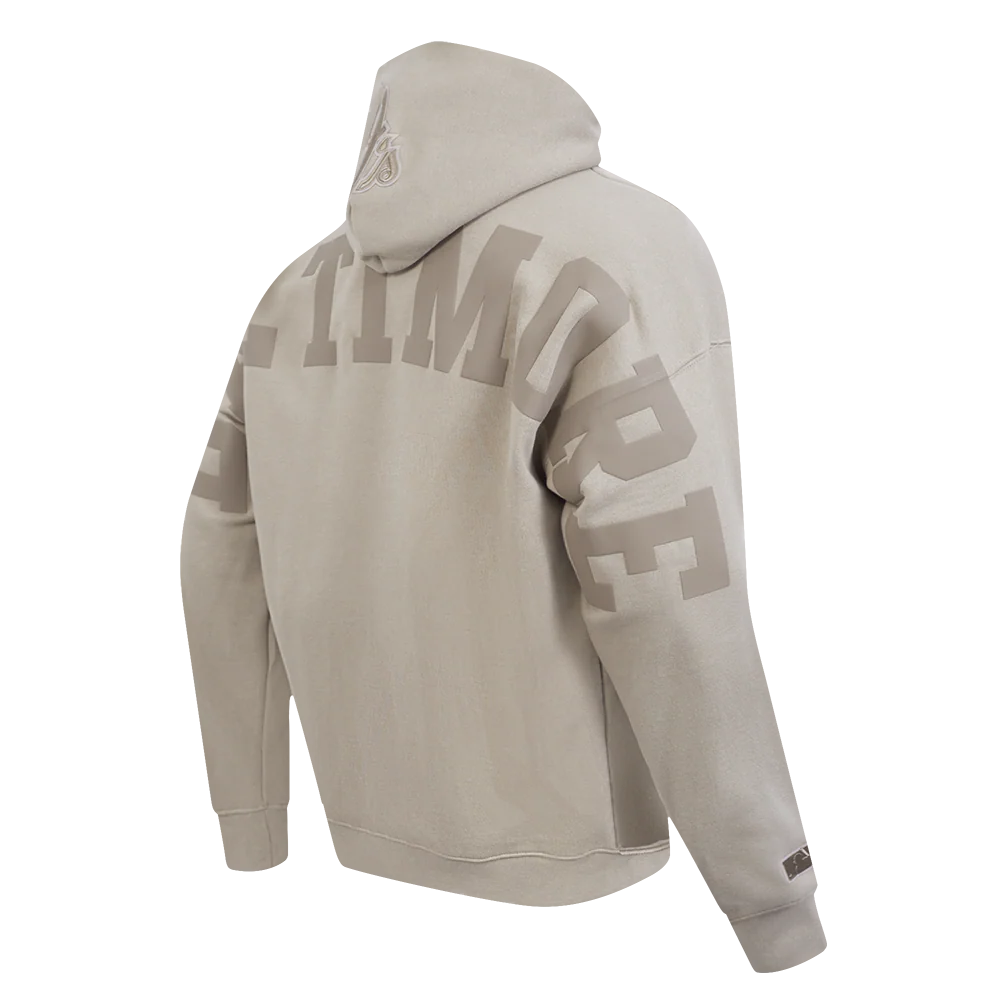 MLB BALTIMORE ORIOLES WINGSPAN MEN'S DROP SHOULDER FLEECE PULLOVER HOODIE (TAUPE) - Image 6