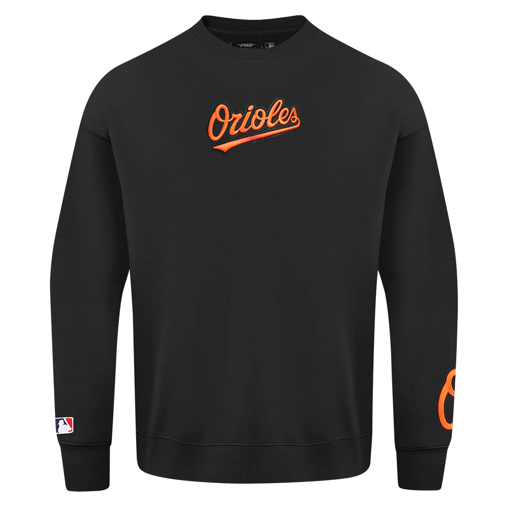 MLB BALTIMORE ORIOLES WINGSPAN MEN'S DROP SHOULDER FLEECE CREWNECK (BLACK) - Image 3