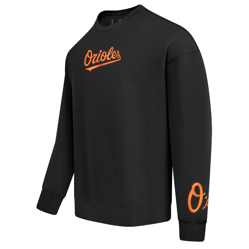 MLB BALTIMORE ORIOLES WINGSPAN MEN'S DROP SHOULDER FLEECE CREWNECK (BLACK) - Image 4
