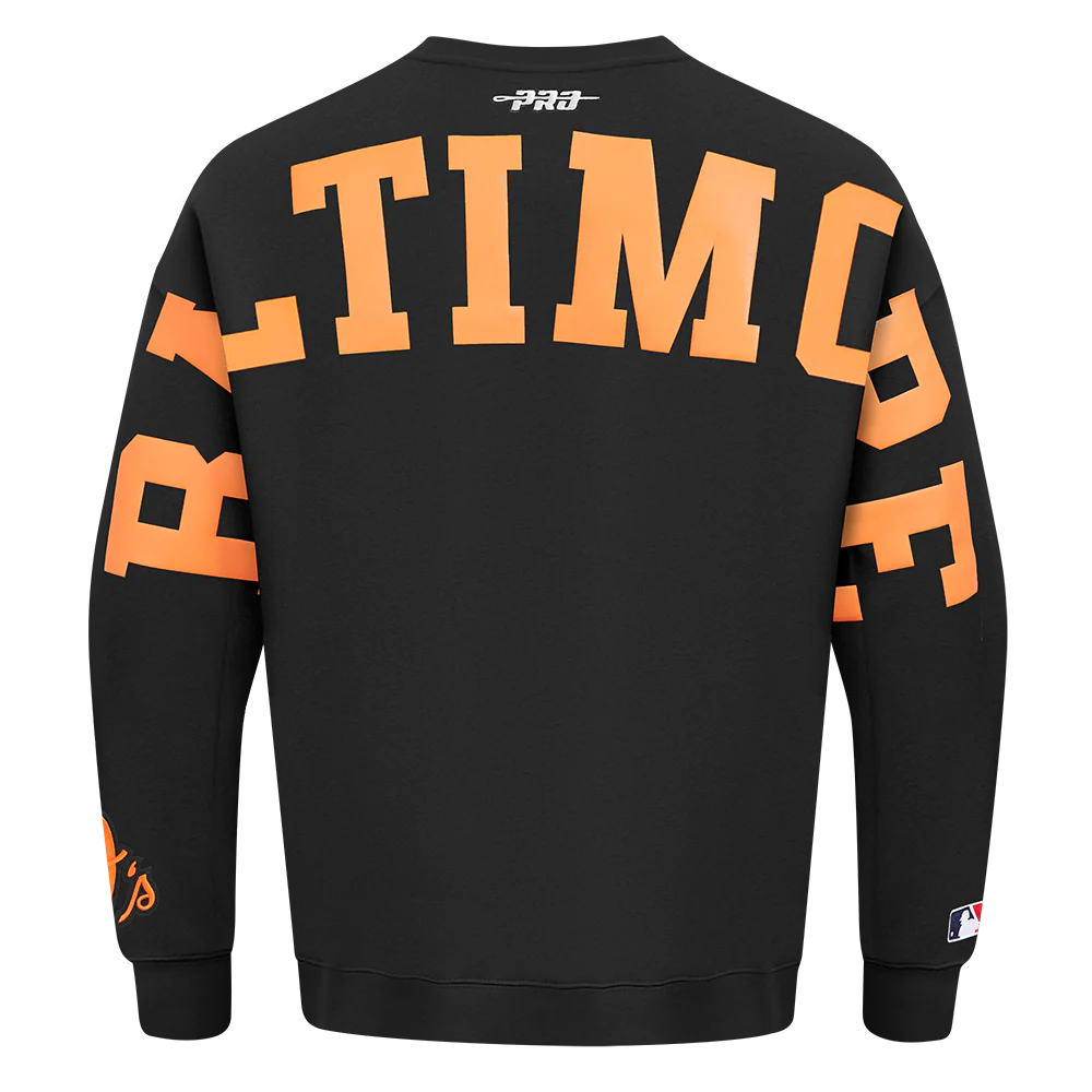 MLB BALTIMORE ORIOLES WINGSPAN MEN'S DROP SHOULDER FLEECE CREWNECK (BLACK) - Image 5