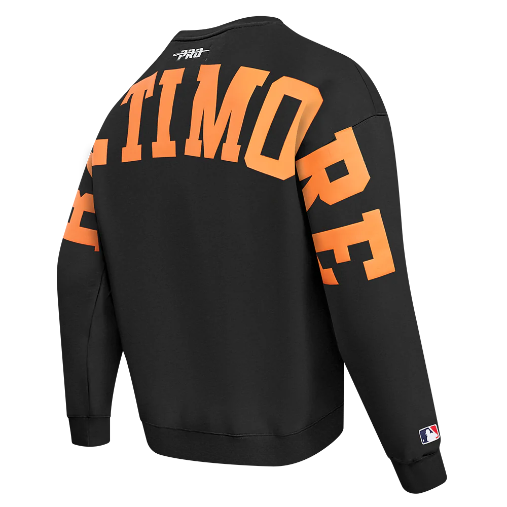 MLB BALTIMORE ORIOLES WINGSPAN MEN'S DROP SHOULDER FLEECE CREWNECK (BLACK) - Image 6