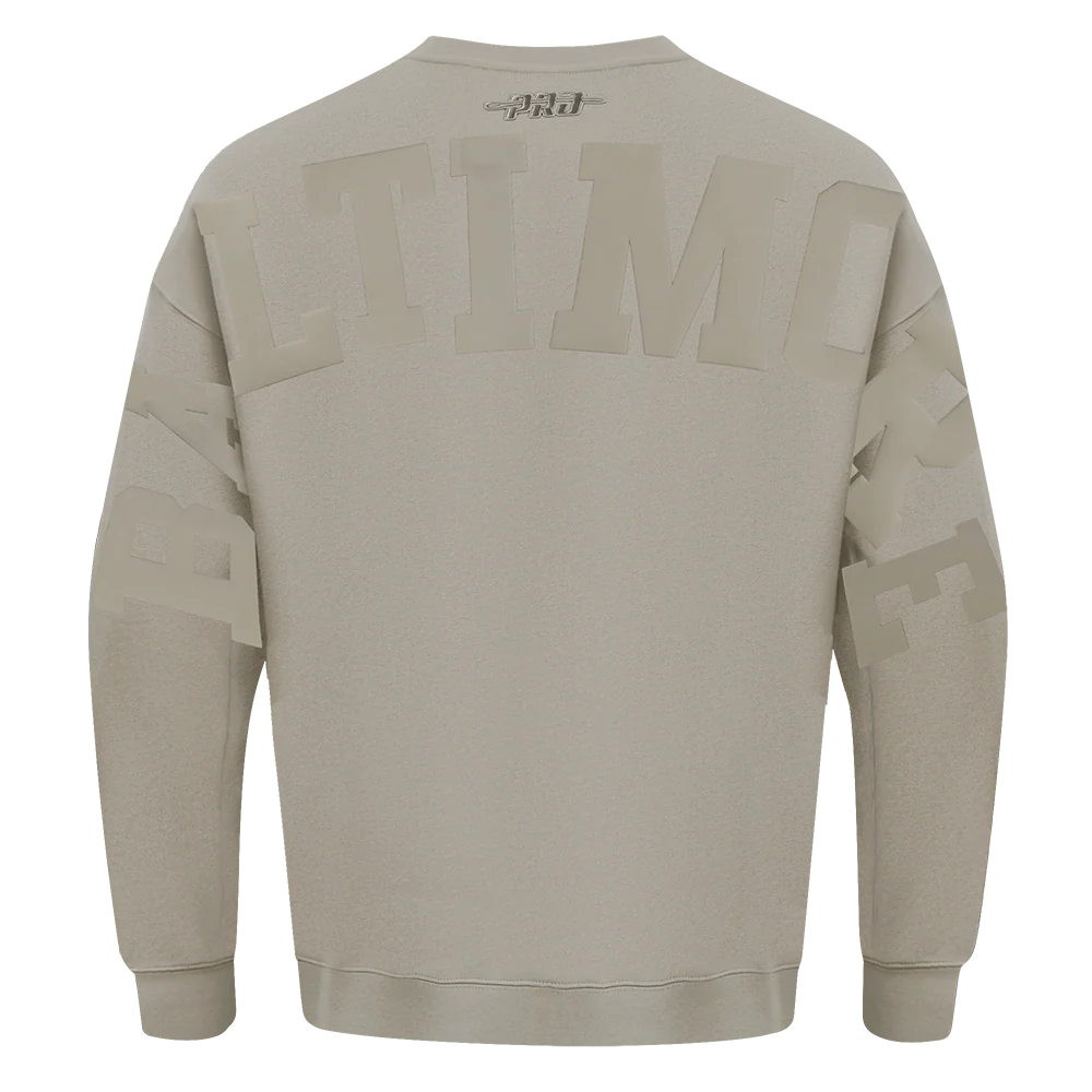 MLB BALTIMORE ORIOLES WINGSPAN MEN'S DROP SHOULDER FLEECE CREWNECK (TAUPE) - Image 5