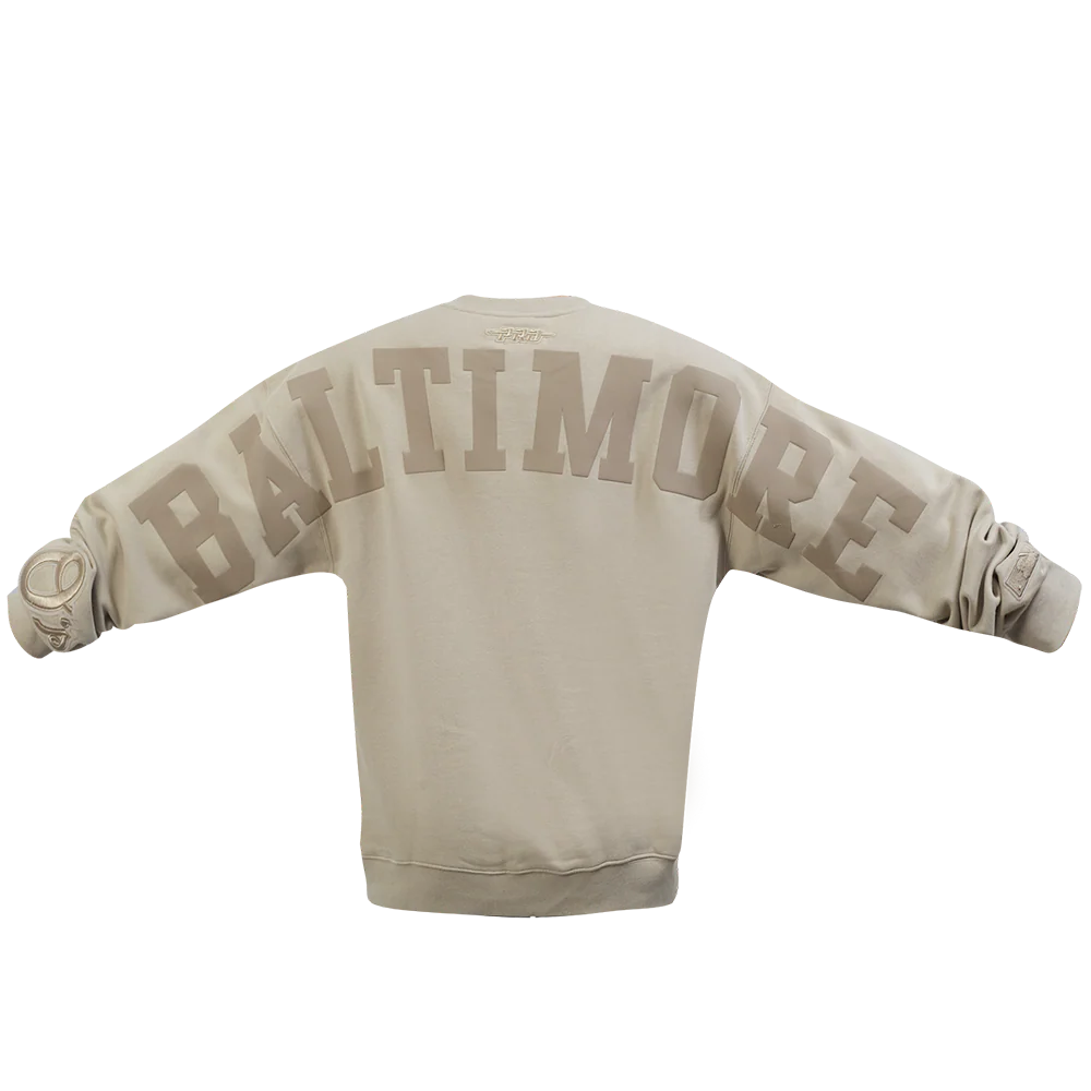 MLB BALTIMORE ORIOLES WINGSPAN MEN'S DROP SHOULDER FLEECE CREWNECK (TAUPE) - Image 7