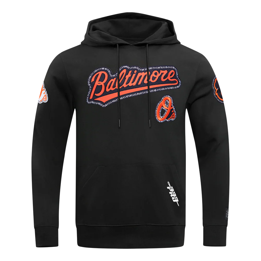 MLB BALTIMORE ORIOLES DIY PICK STITCH MEN'S DOUBLE KNIT PULLOVER HOODIE (BLACK) - Image 5