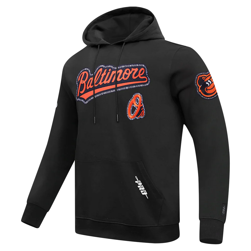 MLB BALTIMORE ORIOLES DIY PICK STITCH MEN'S DOUBLE KNIT PULLOVER HOODIE (BLACK) - Image 6