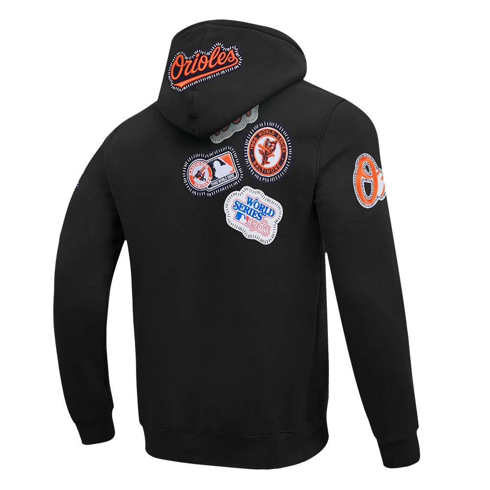 MLB BALTIMORE ORIOLES DIY PICK STITCH MEN'S DOUBLE KNIT PULLOVER HOODIE (BLACK) - Image 8