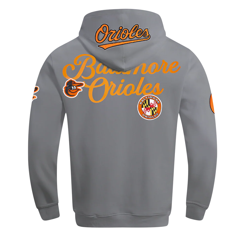 MLB BALTIMORE ORIOLES SOUVENIR MEN'S FLEECE PULLOVER HOODIE (GRAY) - Image 3