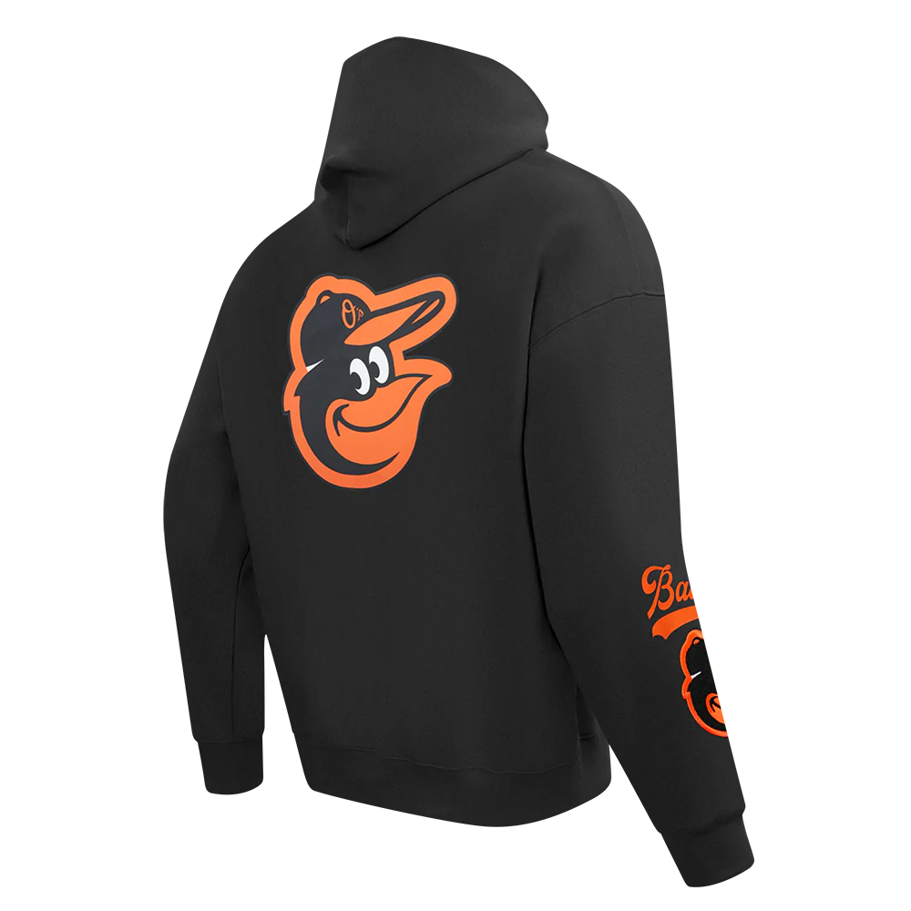 MLB BALTIMORE ORIOLES LIVING LARGE MEN'S DROP SHOULDER FLC PO HOODIE (BLACK) - Image 4