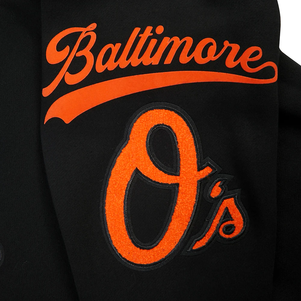 MLB BALTIMORE ORIOLES LIVING LARGE MEN'S DROP SHOULDER FLC PO HOODIE (BLACK) - Image 6