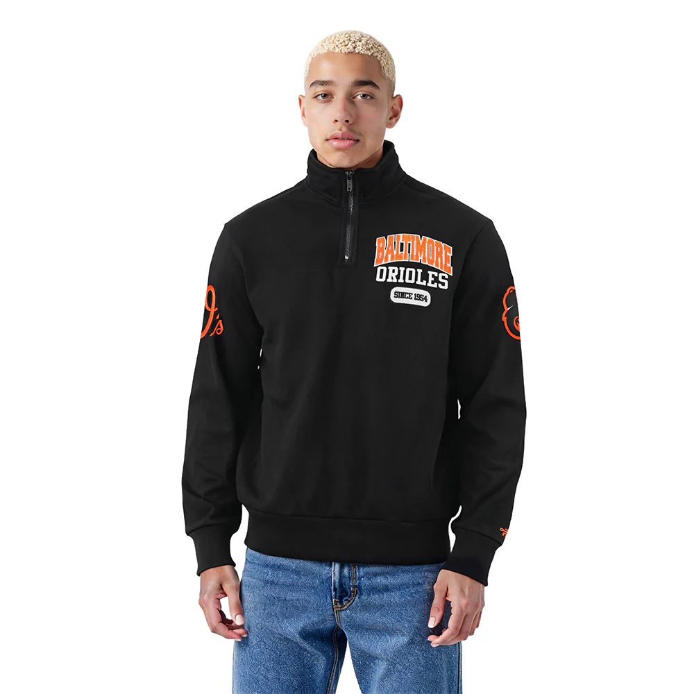 MLB BALTIMORE ORIOLES CITY ARCH MEN'S FLC 1/4 ZIP (BLACK)