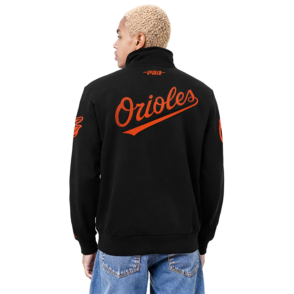 MLB BALTIMORE ORIOLES CITY ARCH MEN'S FLC 1/4 ZIP (BLACK) - Image 2