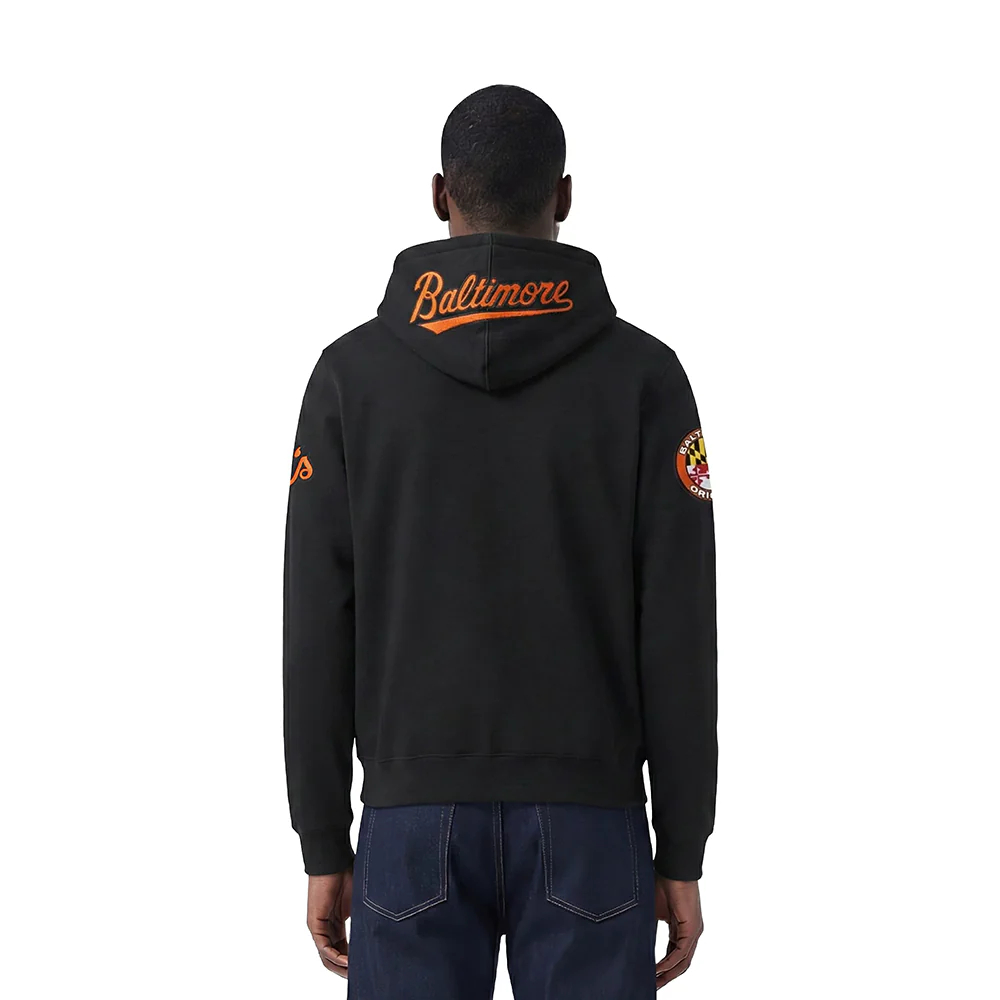 MLB BALTIMORE ORIOLES CLASSIC CHENILLE MEN'S DK FZ HOODIE (BLACK) - Image 2