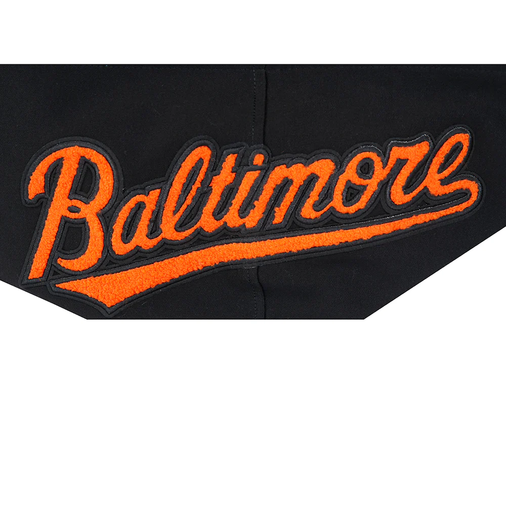 MLB BALTIMORE ORIOLES CLASSIC CHENILLE MEN'S DK FZ HOODIE (BLACK) - Image 6