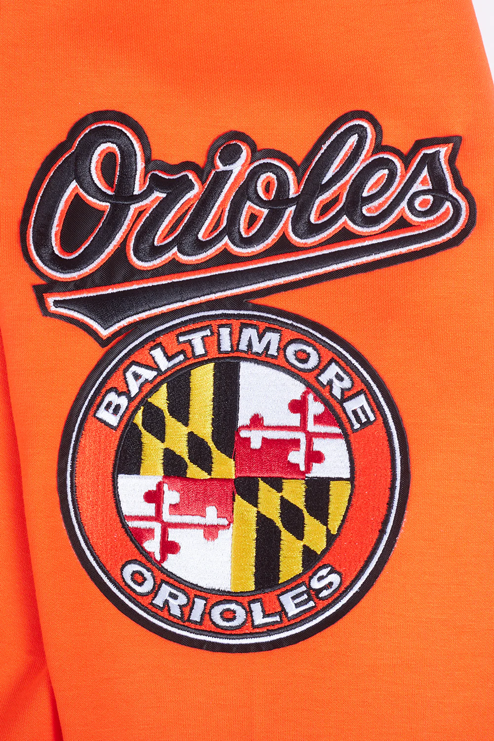 MLB BALTIMORE ORIOLES CLASSIC CHENILLE MEN'S FULL ZIP PULLOVER HOODIE (ORANGE) - Image 7