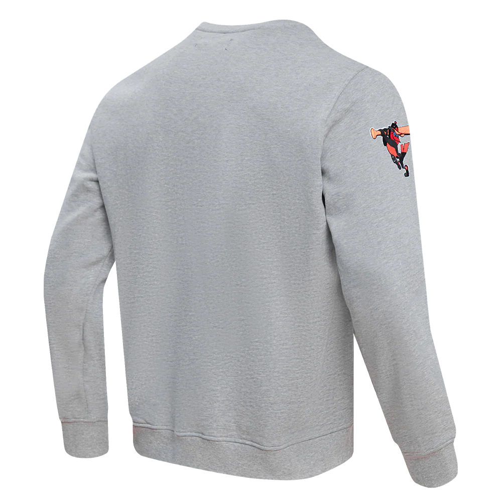 MLB BALTIMORE ORIOLES OLD ENGLISH MEN'S CREWNECK (HEATHER GREY) - Image 4