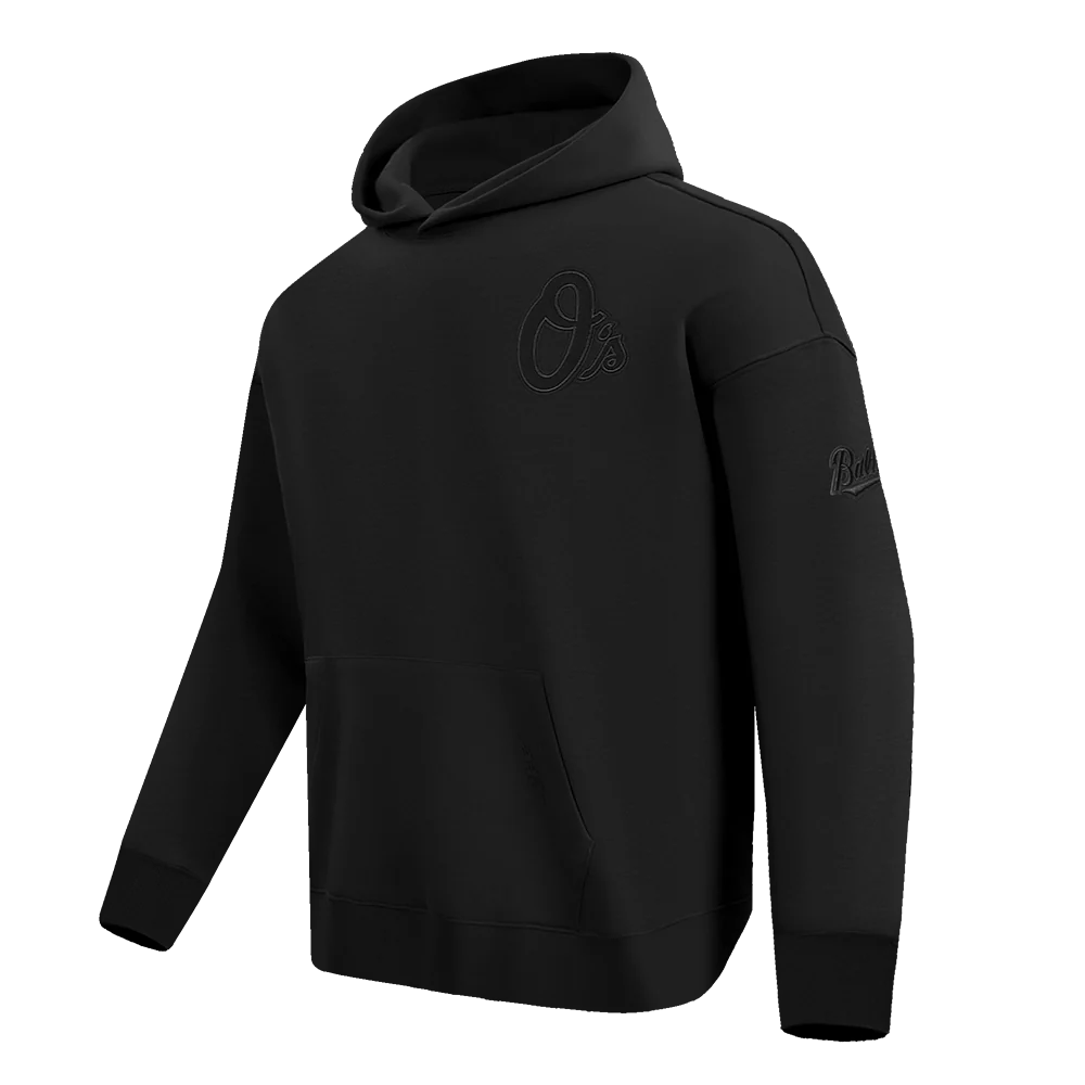 MLB BALTIMORE ORIOLES NEUTRAL MEN'S DROP SHOULDER PULLOVER HOODIE (BLACK) - Image 2