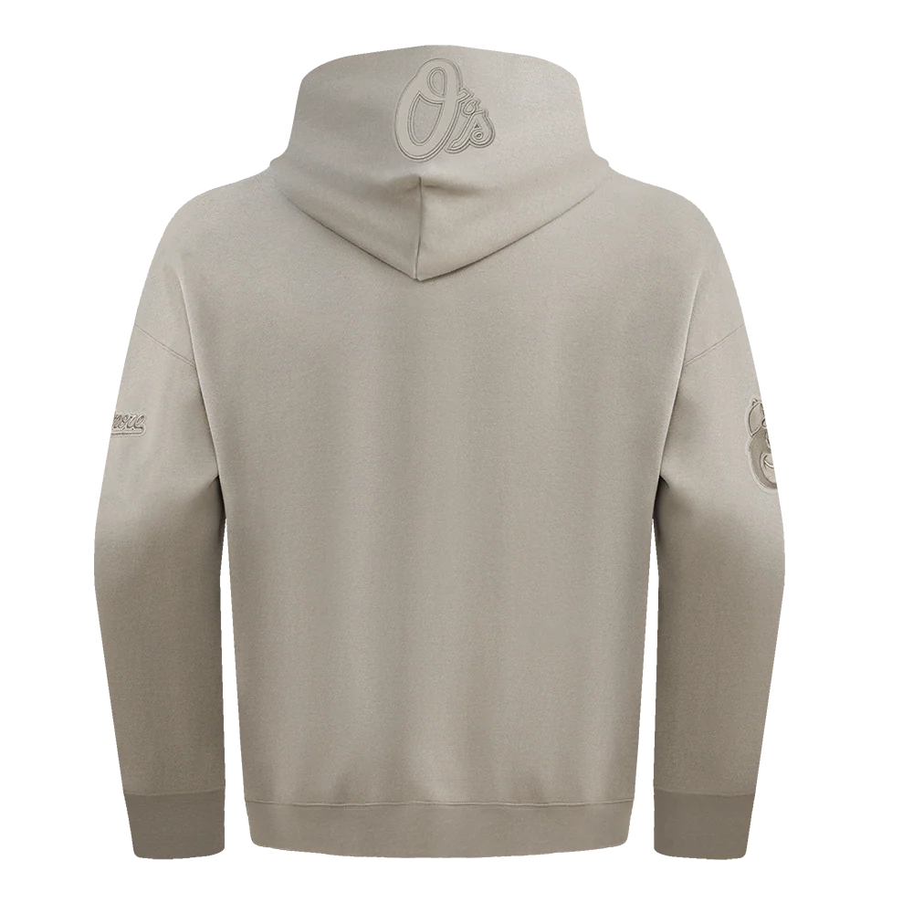 MLB BALTIMORE ORIOLES NEUTRAL MEN'S DROP SHOULDER PULLOVER HOODIE (TAUPE) - Image 3