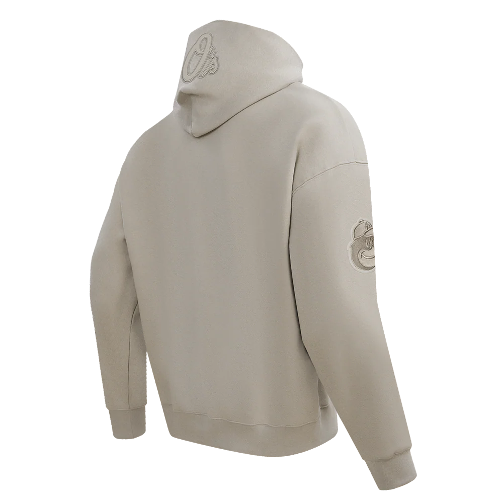 MLB BALTIMORE ORIOLES NEUTRAL MEN'S DROP SHOULDER PULLOVER HOODIE (TAUPE) - Image 4