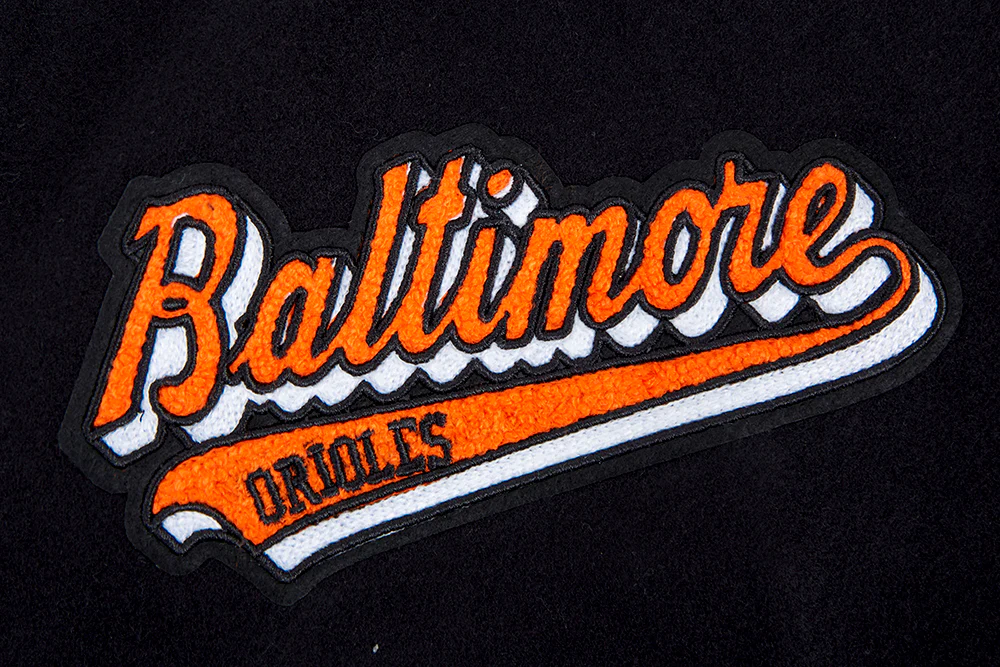 MLB BALTIMORE ORIOLES SCRIPT TAIL MEN'S RIB WOOL VARSITY (BLACK/ORANGE) - Image 6