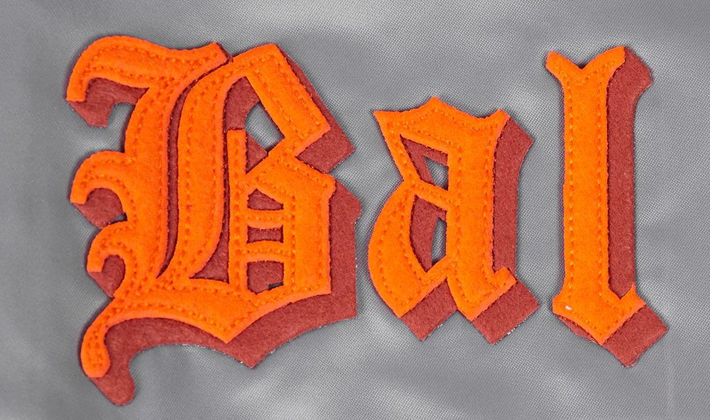MLB BALTIMORE ORIOLES OLD ENGLISH MEN'S RIB SATIN JACKET (GRAY) - Image 7