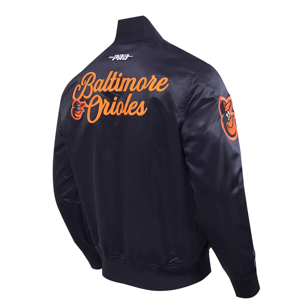 MLB BALTIMORE ORIOLES SOUVENIR MEN'S SATIN JACKET (BLACK) - Image 4