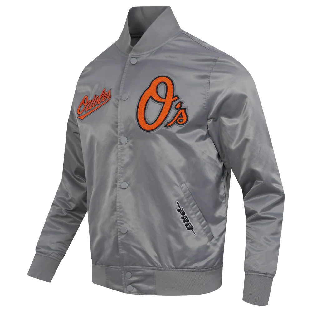 MLB BALTIMORE ORIOLES SOUVENIR MEN'S SATIN JACKET (GRAY) - Image 2