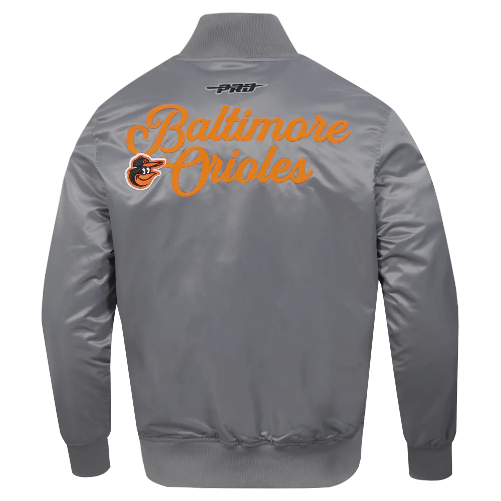 MLB BALTIMORE ORIOLES SOUVENIR MEN'S SATIN JACKET (GRAY) - Image 3