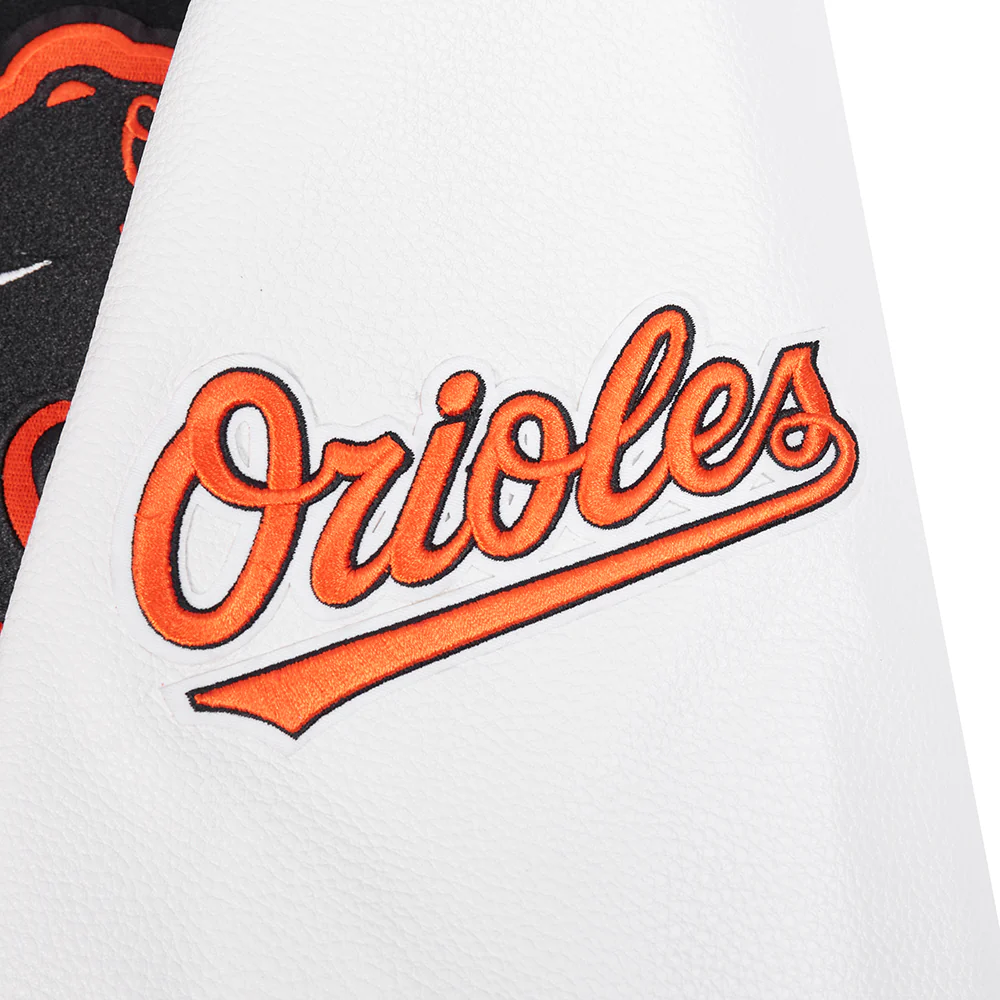 MLB BALTIMORE ORIOLES CITY ARCH MEN'S WOOL VARSITY JACKET (BLACK/WHITE) - Image 8