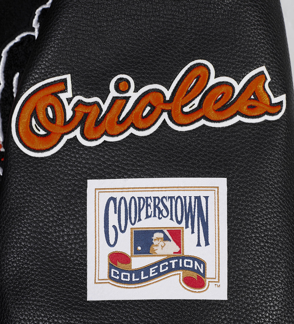 MLB BALTIMORE ORIOLES RETRO CLASSIC MEN'S RIB WOOL VARSITY JACKET (BLACK/ORANGE) - Image 5