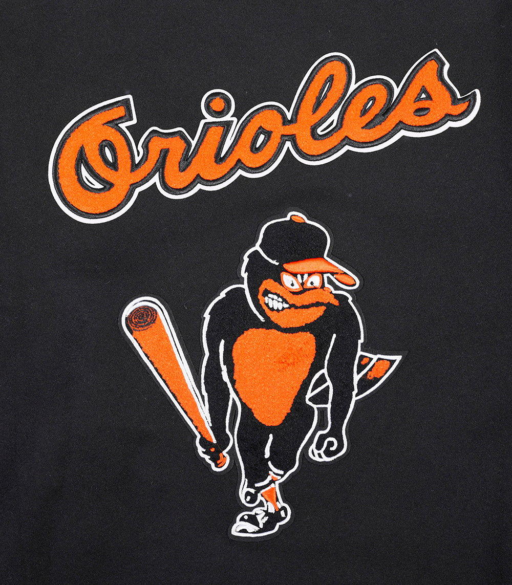 MLB BALTIMORE ORIOLES RETRO CLASSIC MEN'S RIB WOOL VARSITY JACKET (BLACK/ORANGE) - Image 6